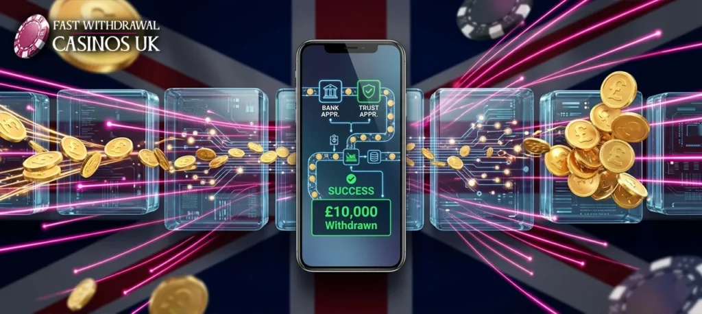 Step-by-step process of automated blockchain processing for immediate casino payouts.