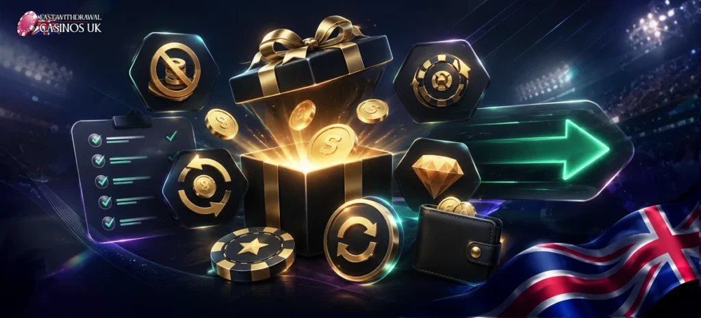 Bonuses for fast payouts are shown through gifts, cashback and smoother withdrawal conditions